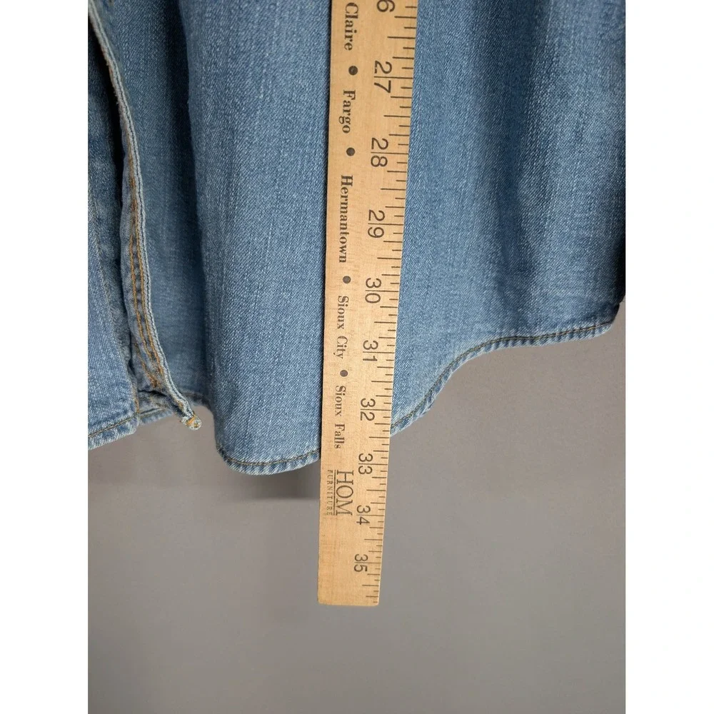 Levis Denim Shirt Mens L Blue Button Up Metal Buttons Workwear Cotton